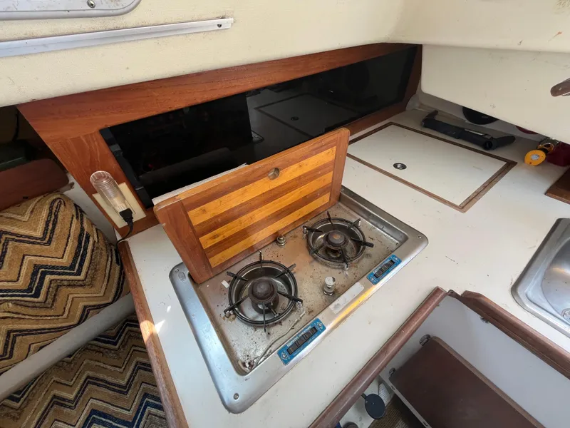 Slide: The Image of Galley area of a 1980 Pearson 30 yacht with gas stove. - 37
