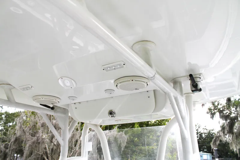 Slide: The Image of 2005 Yellowfin 31 Open boat interior with sleek, modern design and spacious deck. - 21