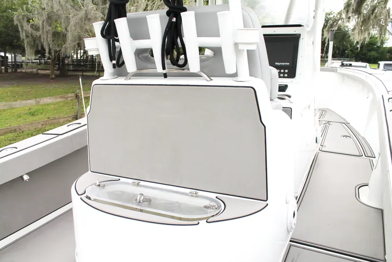 Slide: The Image of 2005 Yellowfin 31 Open boat interior with seating and control panel. - 32