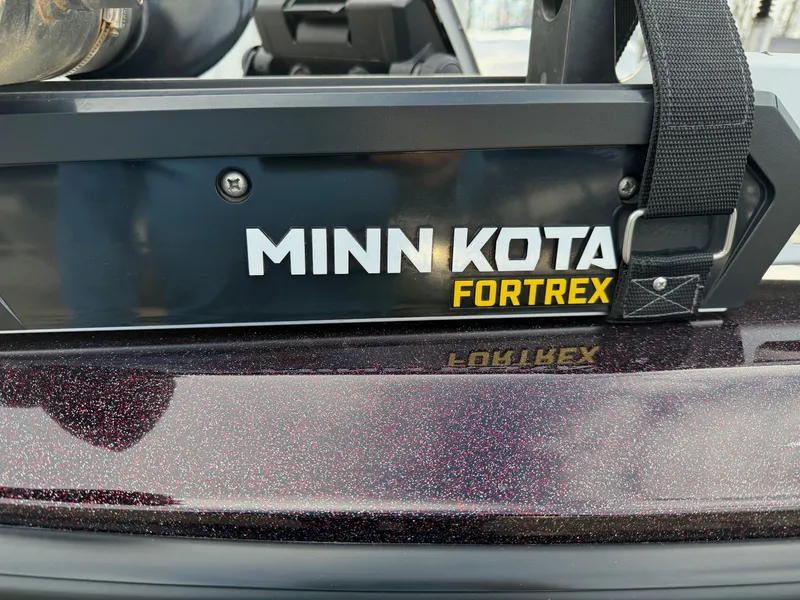 Slide: The Image of Minn Kota Fortrex motor on 2021 Skeeter ZX 150 boat, close-up view. - 9