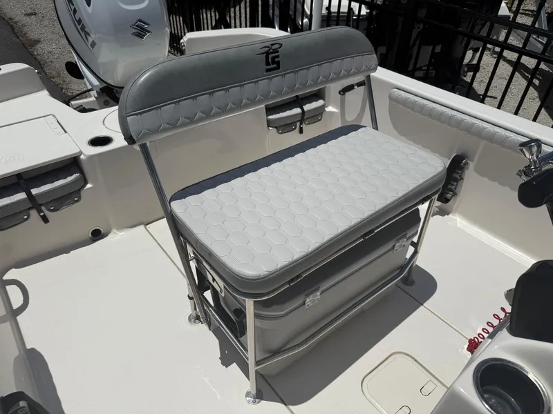 Slide: The Image of 2025 Carolina Skiff 19 LS boat interior with seating and storage. - 15