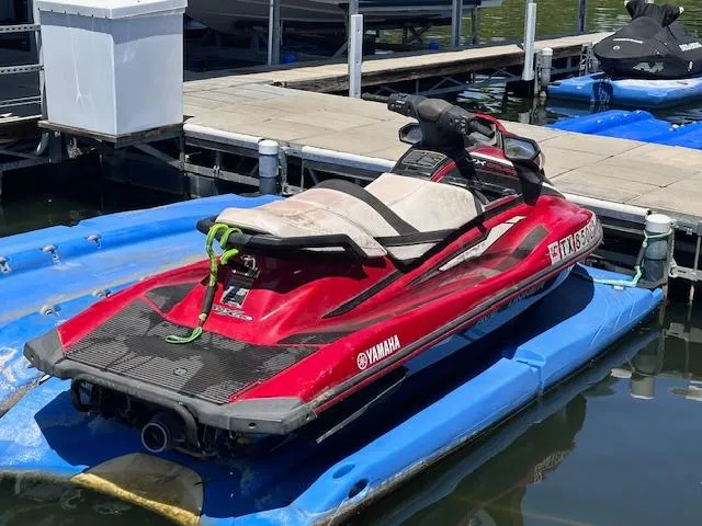 Slide: The Image of 2017 Yamaha WaveRunner VX Cruiser HO in red, docked on a blue platform. - 4