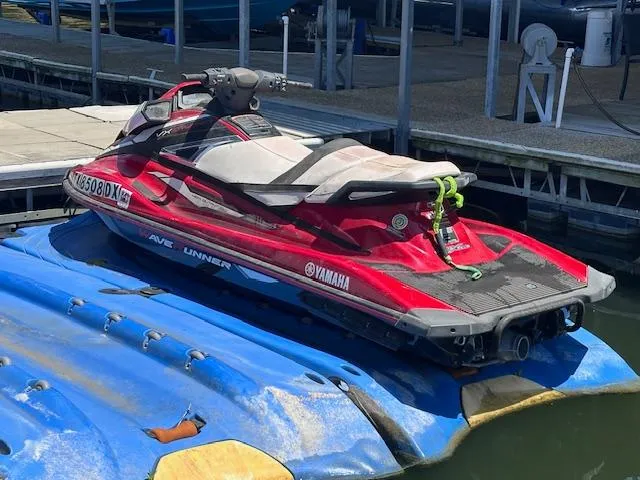 Slide: The Image of 2017 Yamaha WaveRunner VX Cruiser HO on floating dock, red and black design. - 5