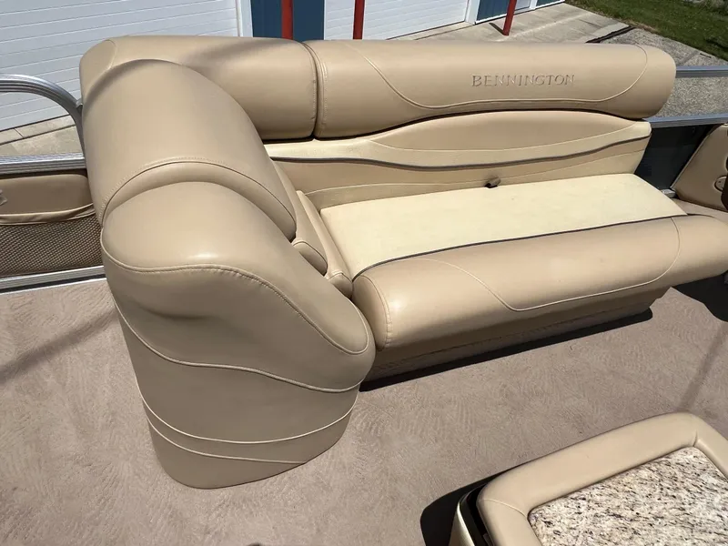 Slide: The Image of Beige leather seating on 2008 Bennington R25 boat, featuring elegant design and comfort. - 16