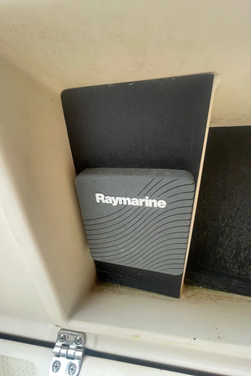 Slide: The Image of Raymarine device on 1995 Island Packet 40 sailboat, mounted in a compartment. - 7