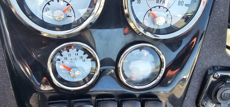 Slide: The Image of Dashboard of 2022 Tracker Tagra V19 with gauges and controls. - 15