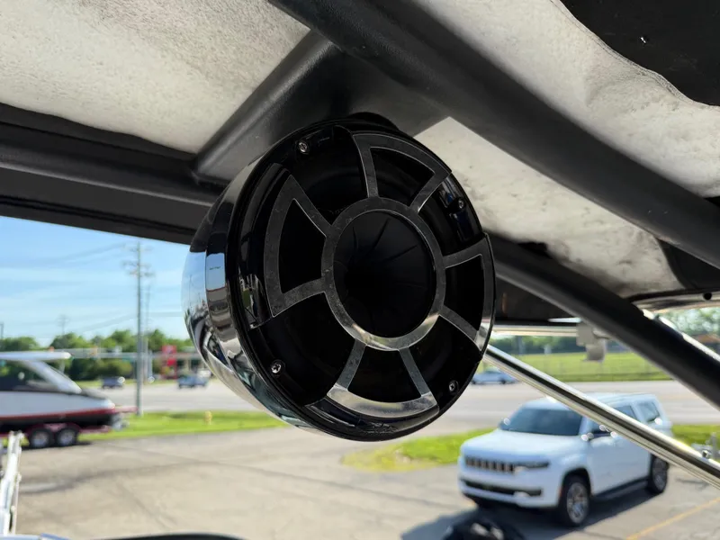 Slide: The Image of Close-up of a speaker on a 2018 Chaparral Vortex 223 VRX boat. - 11