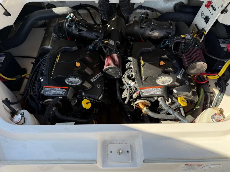 Slide: The Image of Engine compartment of a 2018 Chaparral Vortex 223 VRX with dual Rotax engines. - 6