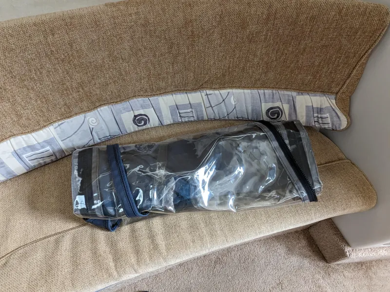 Slide: The Image of Clear plastic bag on beige boat seat, Bayliner 245 Ciera 2002 interior. - 15