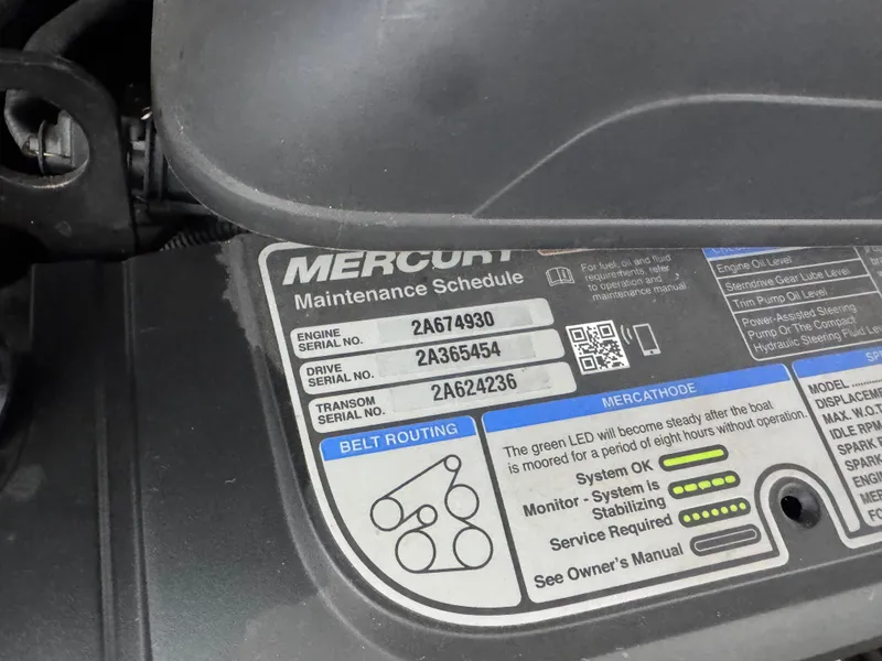 Slide: The Image of Mercury maintenance schedule label on 2020 Chaparral 317 SSX engine. - 35