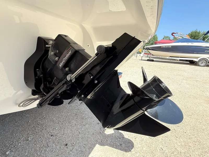 Slide: The Image of Close-up of a 2018 Monterey 218 Super Sport boat's MerCruiser outdrive. - 7