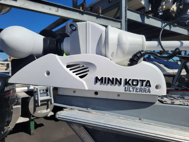 Slide: The Image of Minn Kota Ulterra motor mounted on a 2018 Klamath 18 OPW boat. - 8