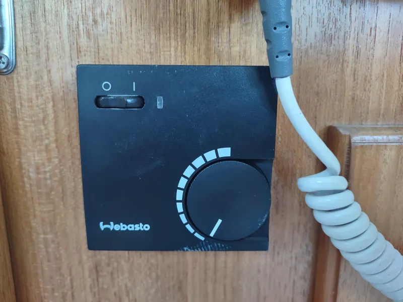Slide: The Image of Thermostat control panel on 2002 Catalina 36 MkII sailboat, featuring Webasto branding. - 40