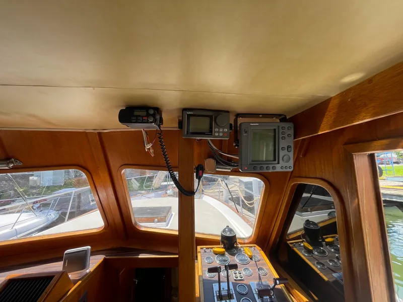 Slide: The Image of Interior view of 1982 Californian 34 LRC boat cockpit with navigation equipment. - 29