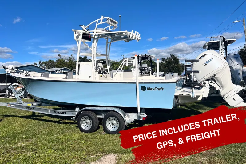 The Image of 2026 May-Craft 238 Center Console boat on trailer, includes GPS and freight. - 0