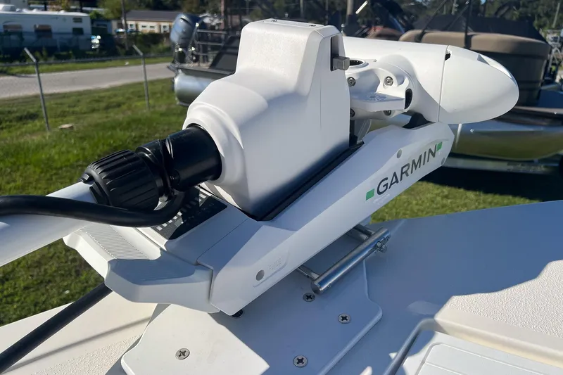 Slide: The Image of Garmin equipment on 2026 May-Craft 238 Center Console boat, close-up view. - 49