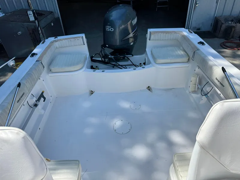 Slide: The Image of 2011 Clearwater 21 WAC boat interior with Yamaha 150 outboard motor. - 6