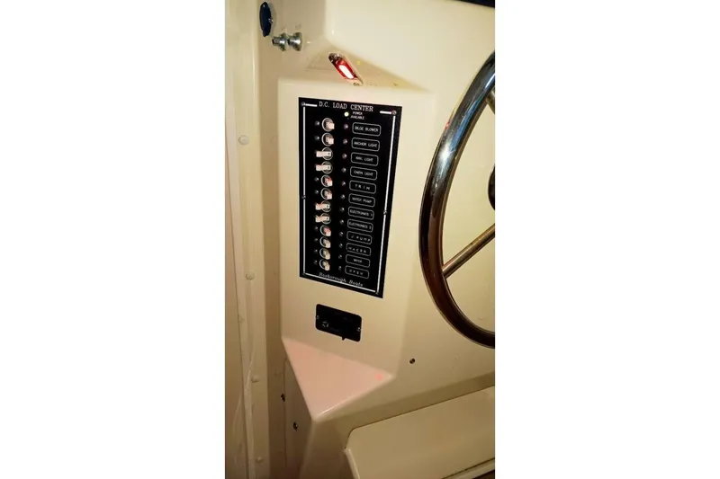 Slide: The Image of Control panel of 2005 Rosborough RF-246 Sedan Cruiser with steering wheel and switches. - 39