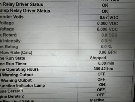 Slide: The Image of Dashboard display of a 2011 Chaparral 264 Sunesta showing engine status and operating hours. - 16