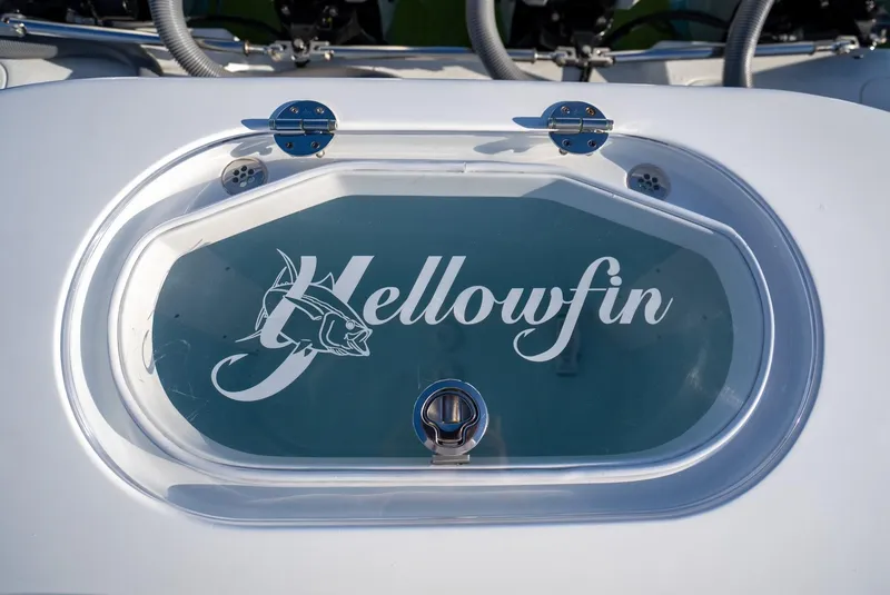 Slide: The Image of 2019 Yellowfin 39 livewell with logo. - 46