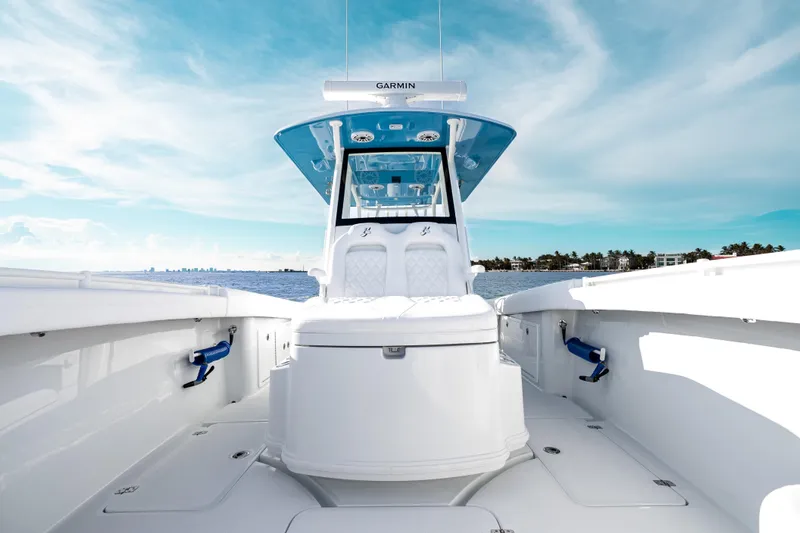 Slide: The Image of 2026 Yellowfin 36 Offshore boat on open water, featuring sleek design and advanced navigation. - 18