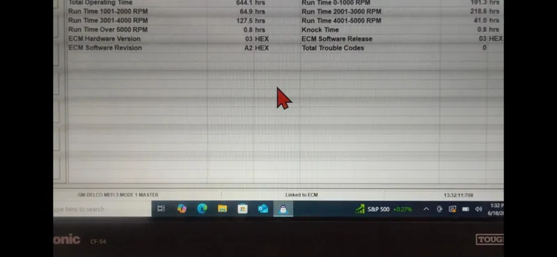 Slide: The Image of Computer screen displaying engine diagnostics for Regal 2800 LSR, 2000 model. - 13
