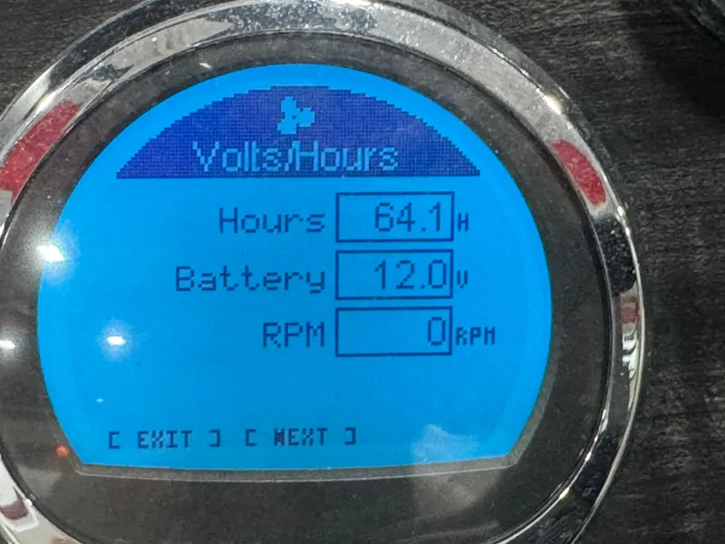 Slide: The Image of Digital display showing 64.1 hours, 12.0V battery, and 0 RPM on a 2017 Hurricane SD 2200 DC. - 11