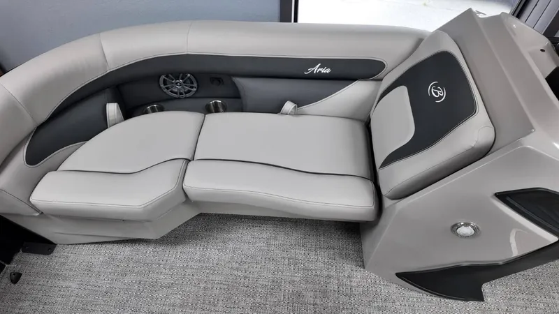 Slide: The Image of Interior of 2026 Barletta ARIA A22UC with gray upholstered seating. - 22