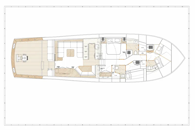 Slide: The Image of Floor plan of 2025 Garlington 71' Flybridge yacht, showcasing interior layout and design. - 27