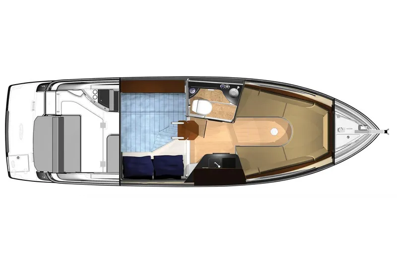 Slide: The Image of Top view layout of 2016 Regal 28 Express boat interior. - 92