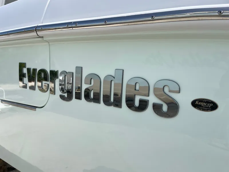 Slide: The Image of Everglades 375cc 2026 boat with Ramcap Process emblem on white hull. - 6