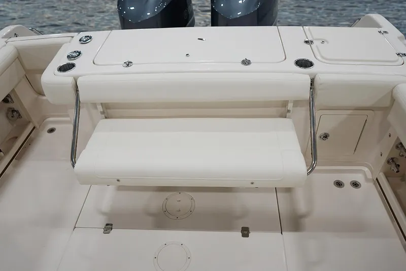 Slide: The Image of Manufacturer Provided Image: 2024 Grady-White Marlin 300 boat deck with foldable seating. - 29