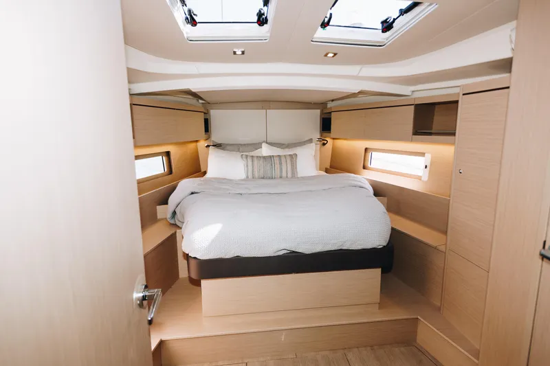 Slide: The Image of Luxurious cabin interior of 2024 Beneteau Oceanis 46.1 yacht with modern design. - 12