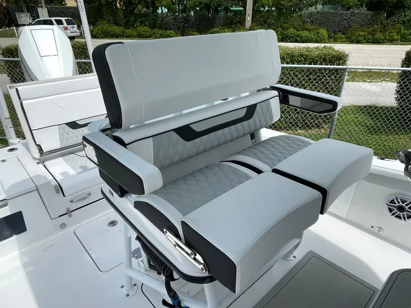 Slide: The Image of Luxurious seating on 2026 Blackfin 262 HB boat, featuring modern design and comfort. - 24
