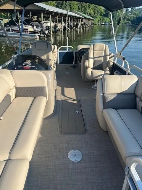 Slide: The Image of 2022 Sun Tracker Party Barge 22 XP3 pontoon boat with spacious seating and canopy. - 16