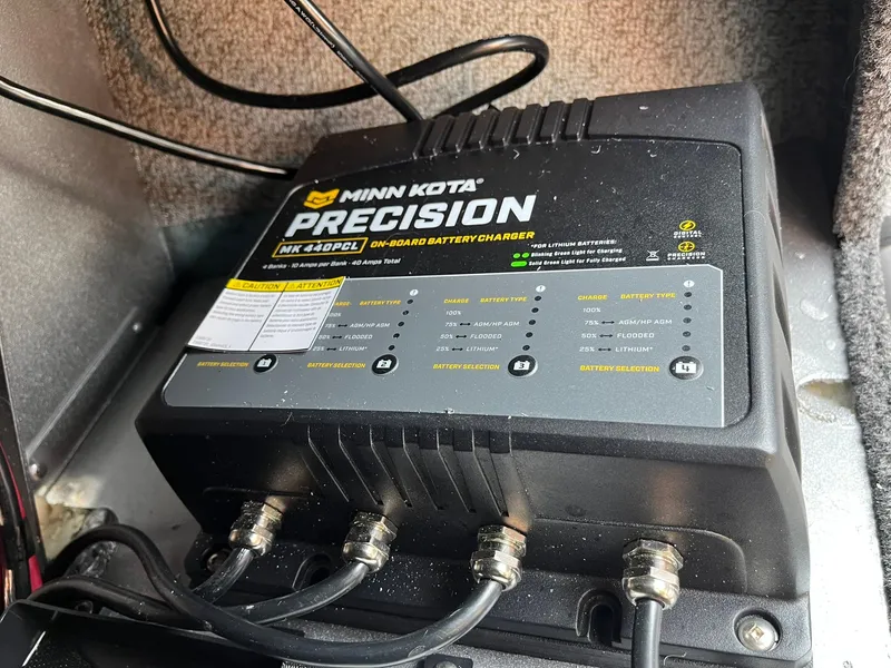 Slide: The Image of Minn Kota Precision MK 440PC onboard battery charger in Lund 2075 Fisherman boat. - 34