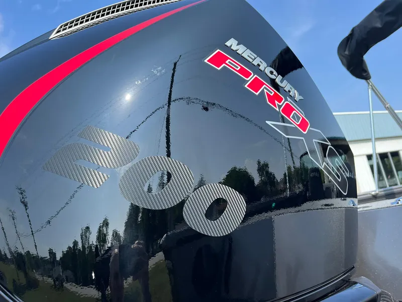 Slide: The Image of Close-up of Mercury Pro XS 400 engine on 2026 Lund 2075 Fisherman boat. - 35