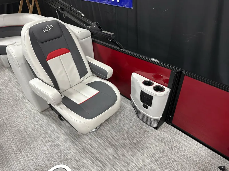 Slide: The Image of Luxury seating in 2021 Barletta 23QCSS pontoon boat with cup holders and stylish design. - 19
