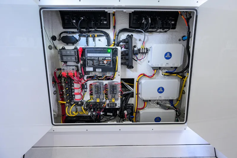 Slide: The Image of Electrical system of 2026 Sportsman Heritage 321 Center Console boat, showcasing wiring and components. - 39