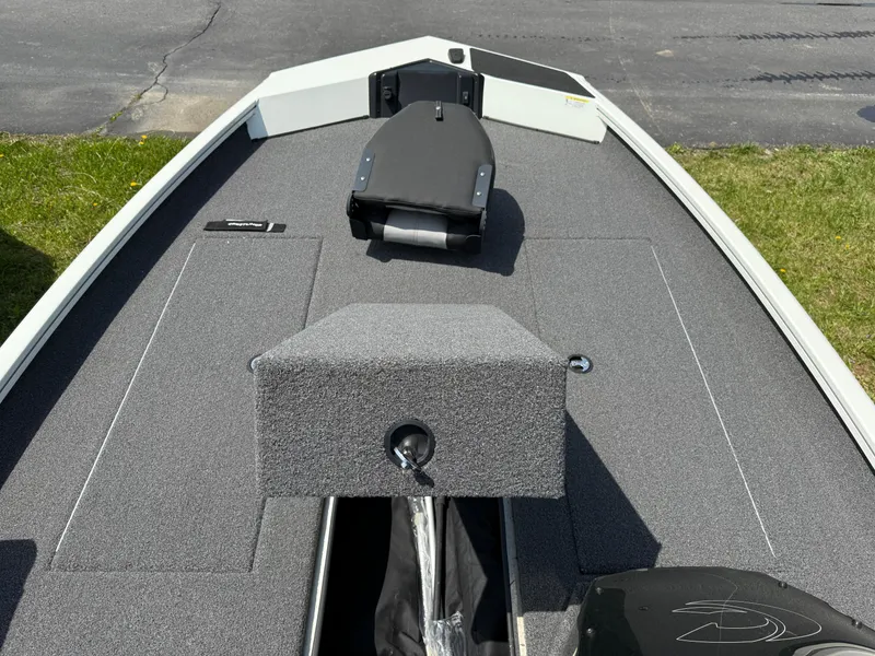 Slide: The Image of 2023 Crestliner XF 189 boat deck with seating and storage compartments. - 3