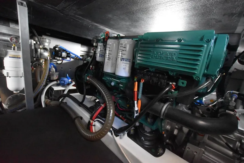 Slide: The Image of Engine room of 2019 Beneteau Swift Trawler 44 with Volvo Penta engine. - 49