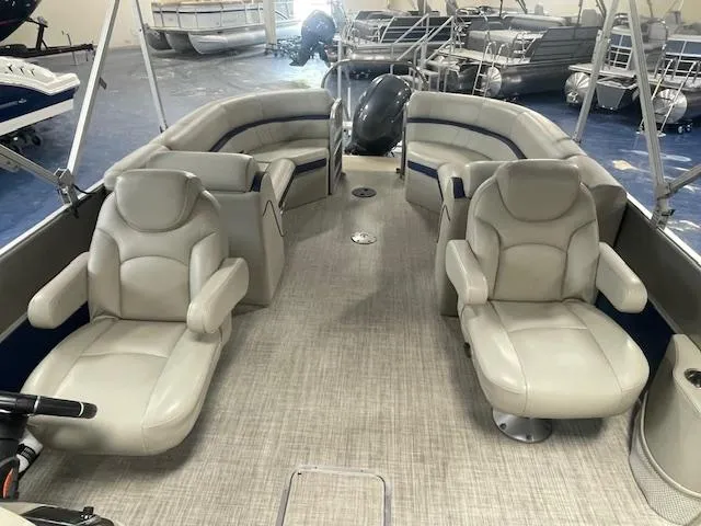 Slide: The Image of 2019 South Bay 224 RS 3.0 pontoon boat with spacious seating and modern design. - 4