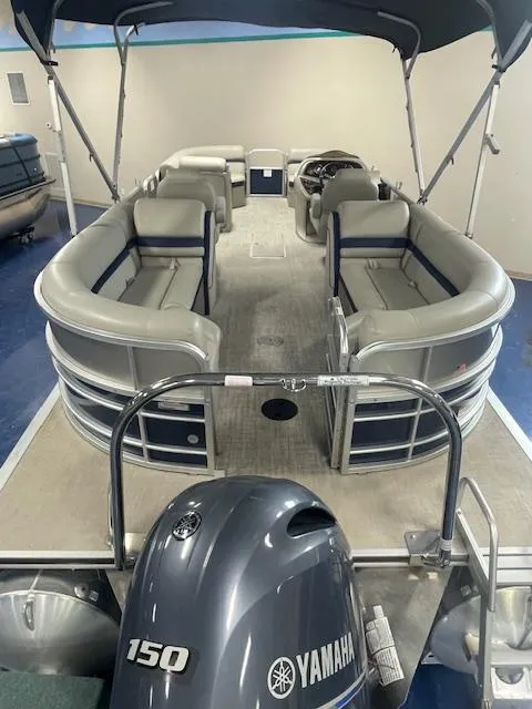 Slide: The Image of 2019 South Bay 224 RS 3.0 pontoon boat with Yamaha 150 engine, spacious seating. - 8