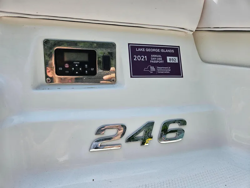 Slide: The Image of 2019 Chaparral 246 SSi boat with Lake George Islands 2021 day-use passport. - 22