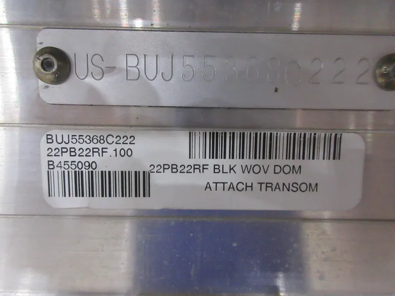 Slide: The Image of 2022 Sun Tracker Party Barge 22 RF DLX serial and barcode details. - 10