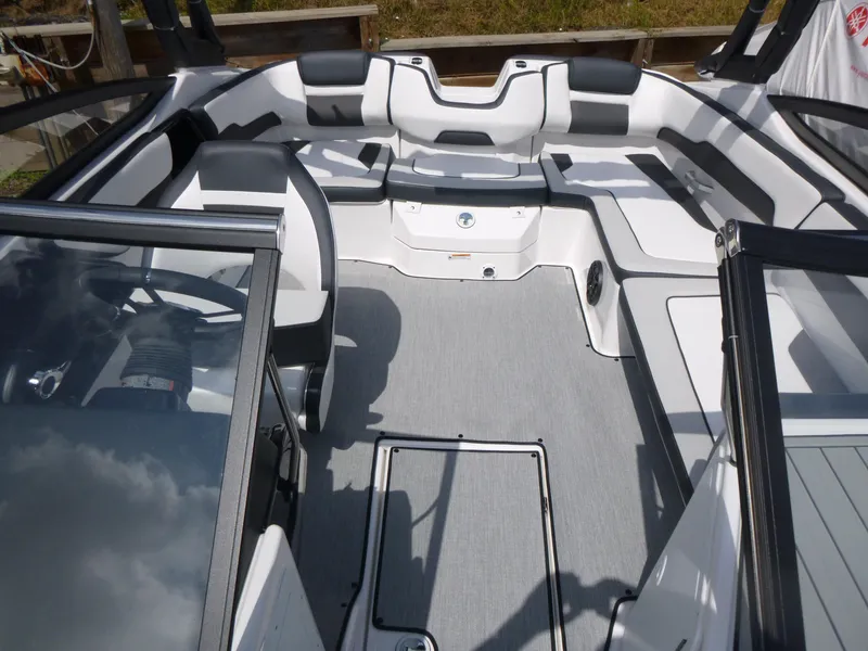 Slide: The Image of 2025 Yamaha Boats AR195 interior with sleek seating and modern design. - 5