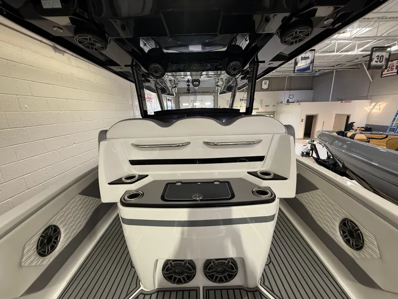 Slide: The Image of 2024 Sunsation 34 CCX boat interior with sleek design and modern amenities. - 10
