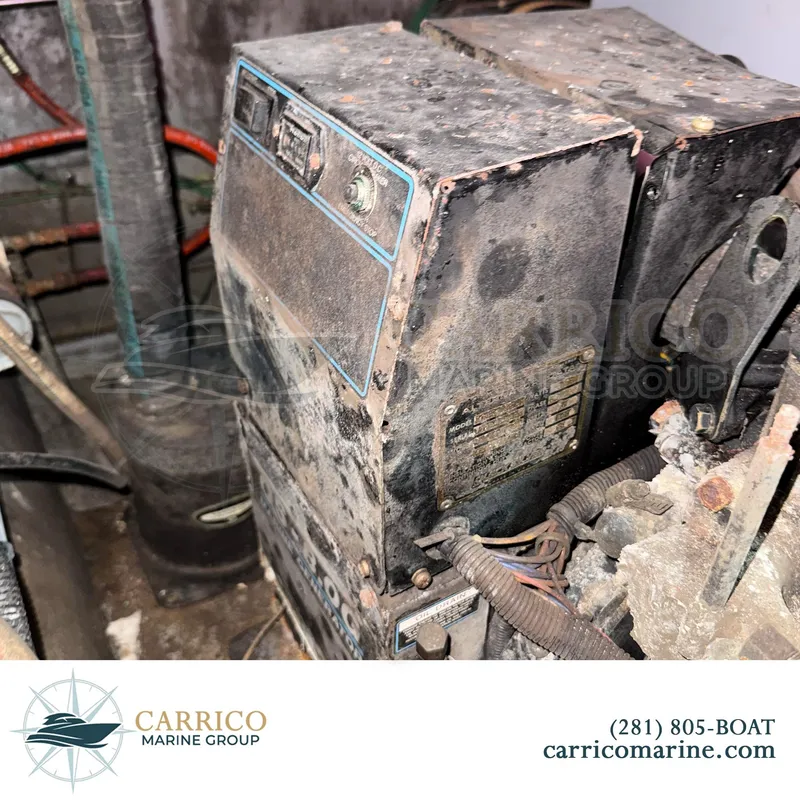 Slide: The Image of Aging engine component of a 1990 Sea Ray 390 Express Cruiser, showing wear and corrosion. - 37