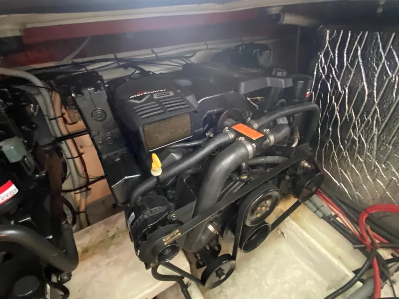Slide: The Image of Engine compartment of a 1999 Cruisers Yachts 3375 Esprit with MerCruiser V8 engine. - 35