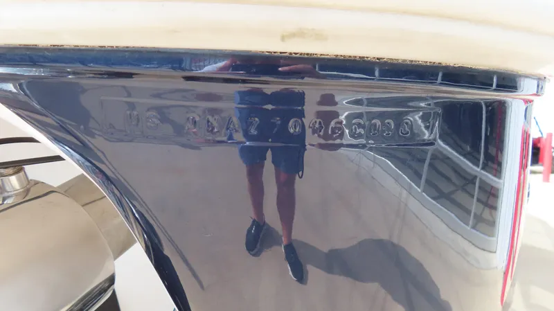 Slide: The Image of 2000 Donzi 28ZX boat hull identification number close-up. - 6